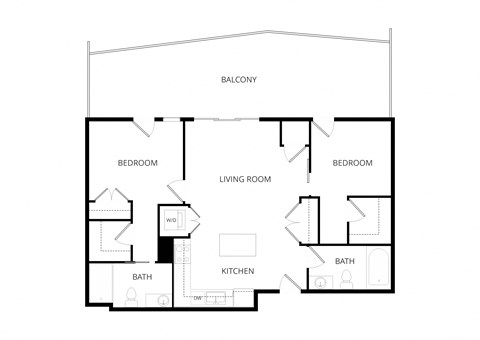 Floor plan for 2 beds, 2 baths, 1012 sqft